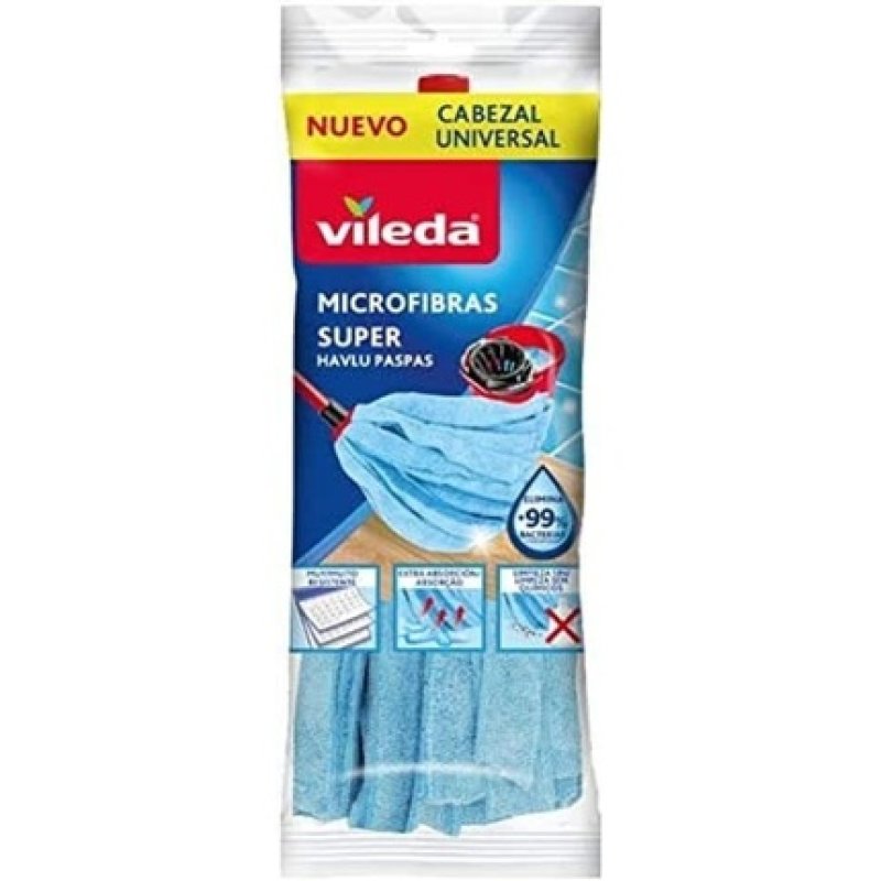 Vileda 167433 Microfiber Mop Strips, Universal Head, Blue, 1.25 Picometer