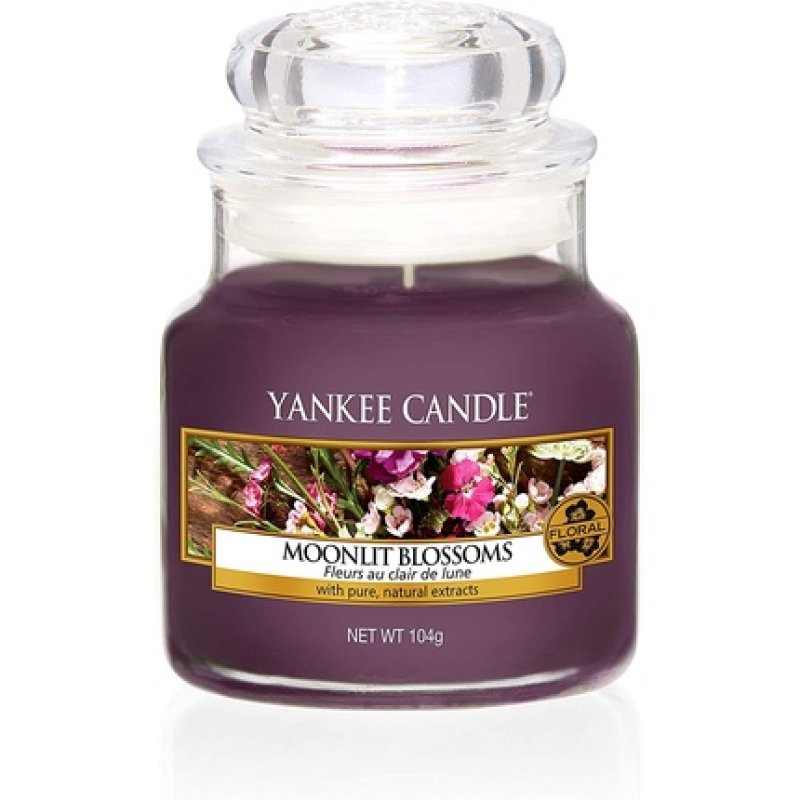 Yankee Candle Small Jar Scented Candle, Moonlit Blossoms, Medium Medium Purple