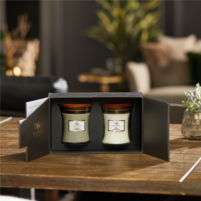 WoodWick Giftset 2 Medium Jar bougie en cire Rond 2 pièce(s)