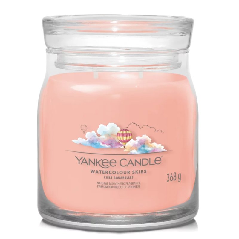 Yankee Candle Watercolour Skies bougie en cire Cylindre Bois de cachemire, Jasmin, Musc Rose 1 pièce(s)