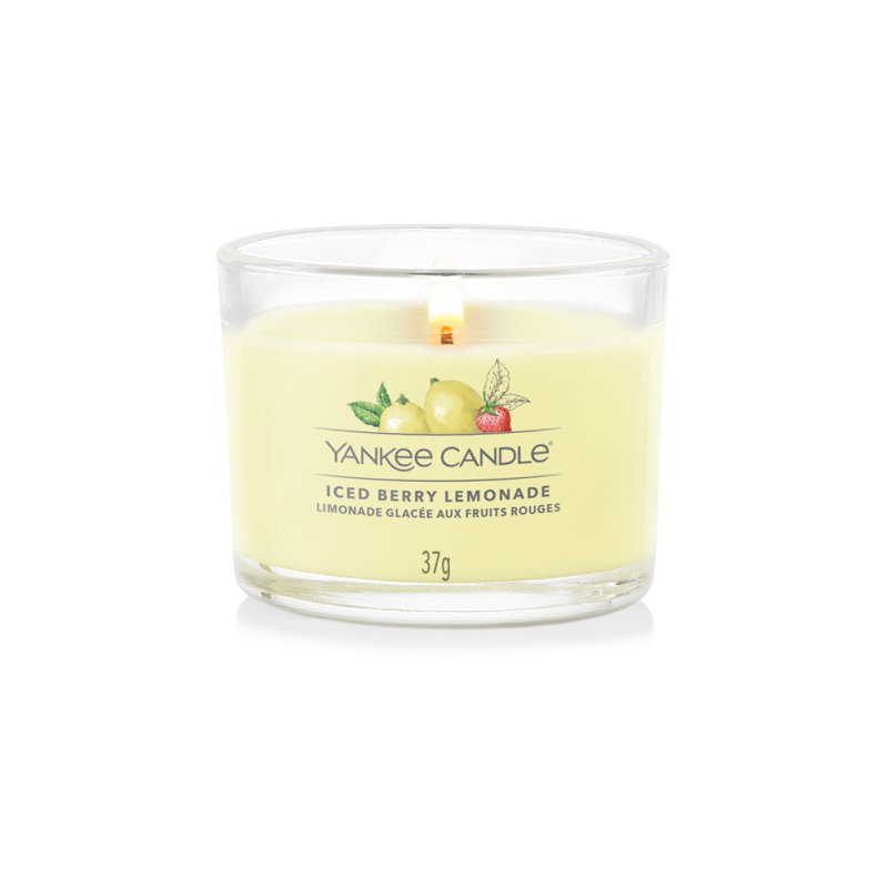 Yankee Candle Iced Berry Lemonade bougie en cire Rond Pamplemousse, Citron, Malt, Sucre, Mandarine, Vanille, Violet