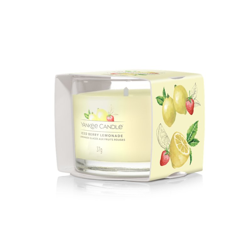 Yankee Candle Iced Berry Lemonade bougie en cire Rond Pamplemousse, Citron, Malt, Sucre, Mandarine, Vanille, Violet