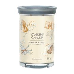 Yankee Candle Soft Wool & Amber bougie en cire Rond Héliotrope, Bois de santal, Ambre, Jasmin, Orange, Mandarine,