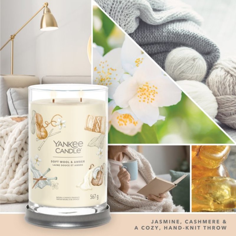 Yankee Candle Signature Scented Candle | Soft Wool & Amber Large Tumbler Candle