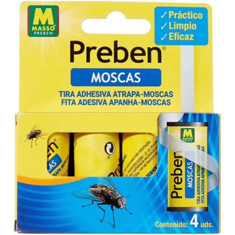 Preben 231277 Fly Trap Strip 4 Un, Yellow, 23 X 11 X 2.2 Cm