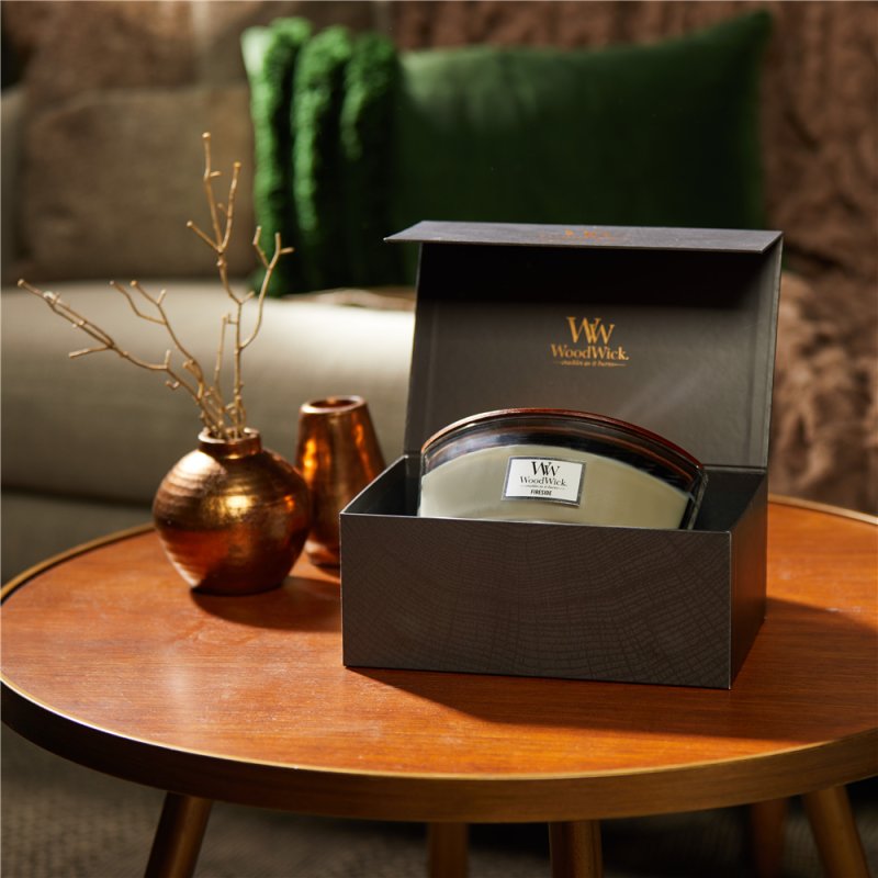 Woodwick Scented Candle Gift Set | Fireside, Elliptical Scented Candle With