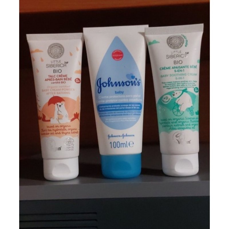 Natura Siberica Baby Soothing Cream and Bio Talc Cream with Johnson's Protekt