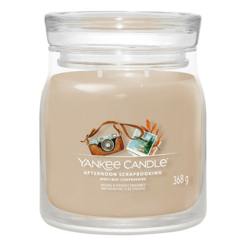 Yankee Candle 1759609E bougie en cire Rond Ambre, Pomme, Bergamote, CEDAR, Eucalyptus, Gingembre, Cuir, Citron, Musc,