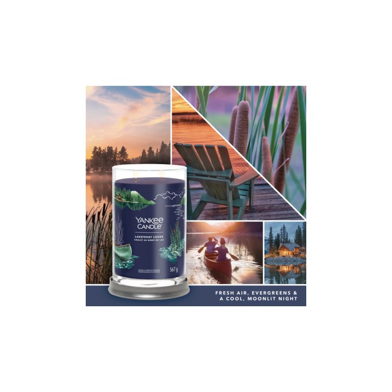 Yankee Candle Signature Lakefront Lodge Tumbler 567g bougie en cire Cylindre Bleu 1 pièce(s)