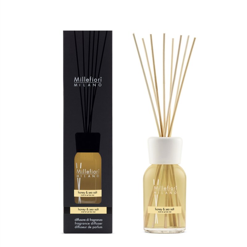 Millefiori Milano 7DDHS Honey and Sea Salt Fragrance Diffuser with 8 Balsa Wood Sticks 250ml
