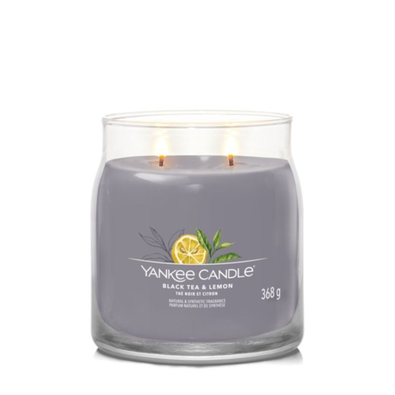 Yankee Candle Black Tea & Lemon bougie en cire Rond Black tea (leaf), Citron, Musc, Vanille Gris 1 pièce(s)