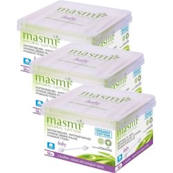 MASMI NATURAL COTTON Bio Baby Ear Buds 56 Pieces - Pack of 3