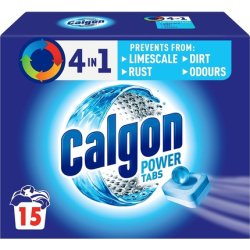 Calgon 4-in-1 Water Softener Tablets Washing Machine Cleaner 15 Tablets