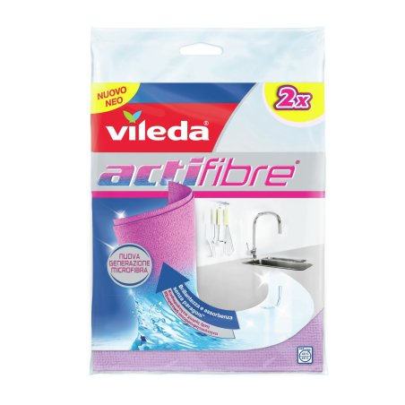 Vileda 148312 Chiffon de nettoyage Microfibre, Polyacétate de vinyle Bleu, Rose 2 pièce(s)
