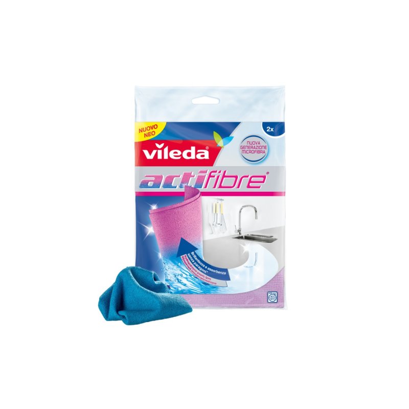 Vileda 148312 Chiffon de nettoyage Microfibre, Polyacétate de vinyle Bleu, Rose 2 pièce(s)