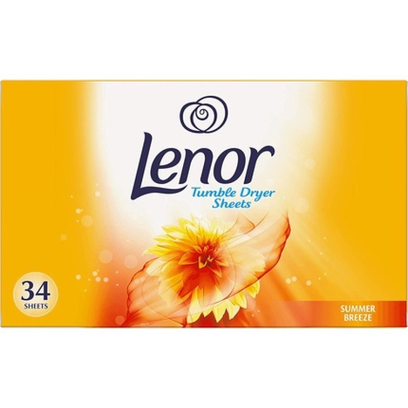 Lenor Fabric Tumble Dryer Sheets Summer Breeze 34 Sheets