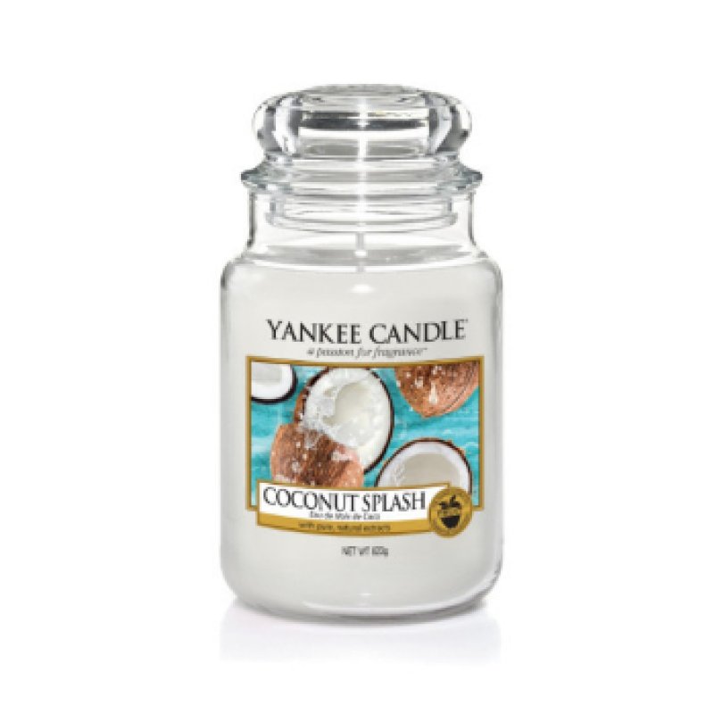 Yankee Candle Coconut Splash bougie en cire Rond Noix de coco Transparent, Blanc 1 pièce(s)