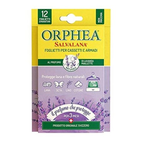 Orphea Salvalana Fogli 12 3pz Lavanda Prodotti Anti Insetti
