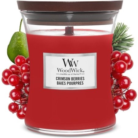 Woodwick Medium Hourglass Scented Candle With Crackling Wick, Crimson