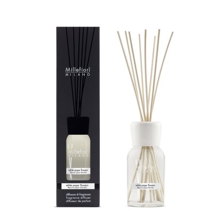 Millefiori Milano White Paper Flowers Fragrance Diffuser with Balsa Wood Sticks 100ml