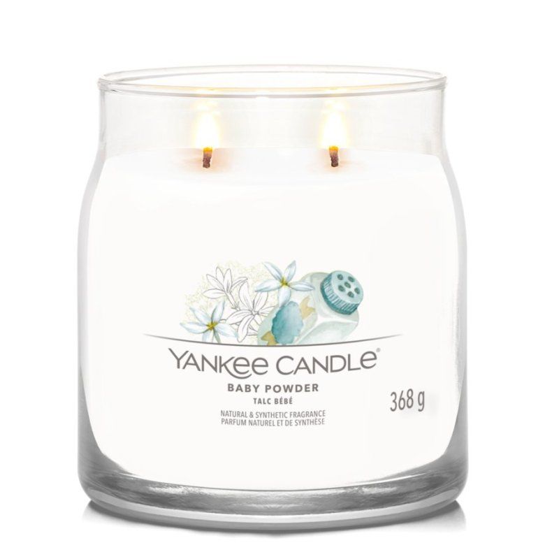 Yankee Candle Signature Scented Candle | Baby Powder Medium Jar Candle With