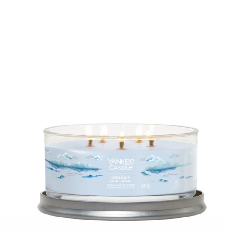 Yankee Candle Ocean Air bougie en cire Rond Ambre, Jasmin, Bois de santal Bleu 1 pièce(s)