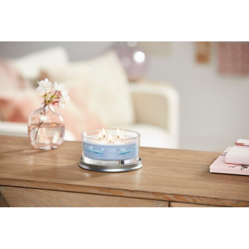 Yankee Candle Ocean Air bougie en cire Rond Ambre, Jasmin, Bois de santal Bleu 1 pièce(s)