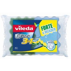 Vileda 108128 éponge Rectangulaire Fibre, Microfibre Bleu, Vert, Jaune 2 pièce(s)