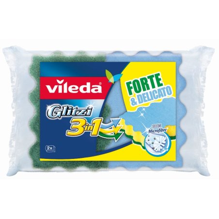 Vileda 108128 sponge Rectangular Fiber, Microfibre Blue, Green, Yellow 2 pc(s)