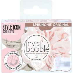 Invisibobble Sprunchie Go with Floe Duo Scrunchie Set 2 x Pastel Pink Brown Fabric Hair Scrunchies Girls Women Limited