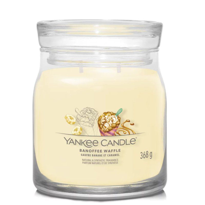 Yankee Candle Banoffee Waffle bougie en cire Rond Banane, Caramel, Chocolat Jaune 1 pièce(s)