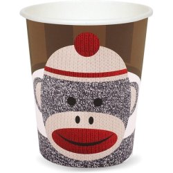 Sock Monkey Red 9 oz. Paper Cups