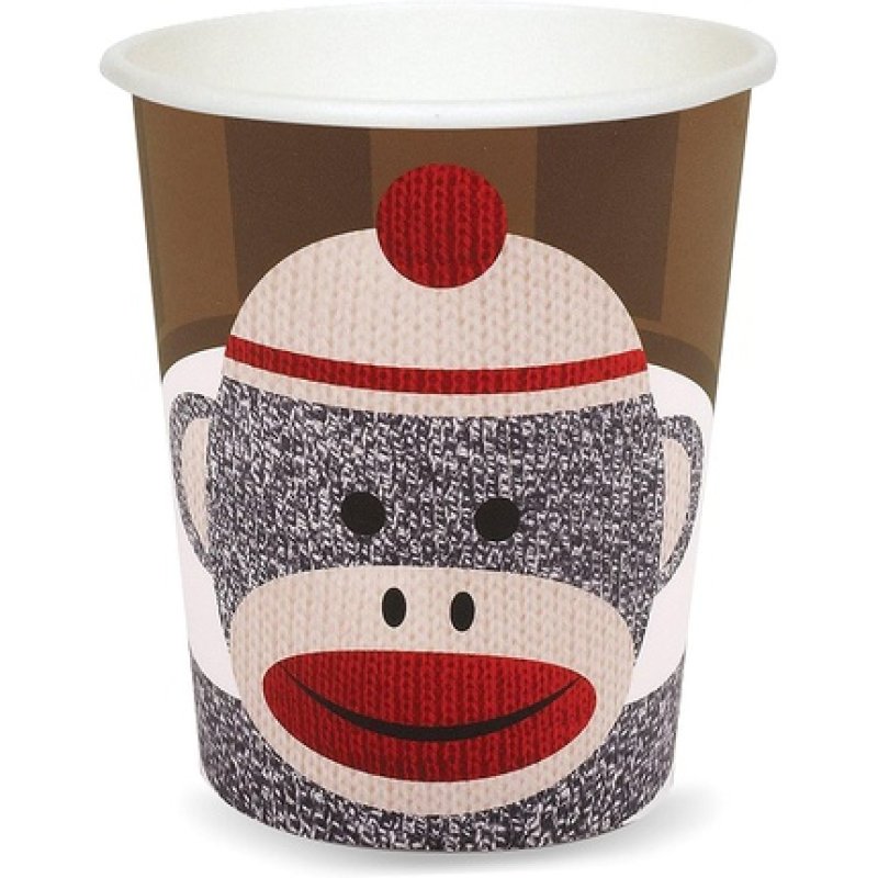 Sock Monkey Red 9 oz. Paper Cups