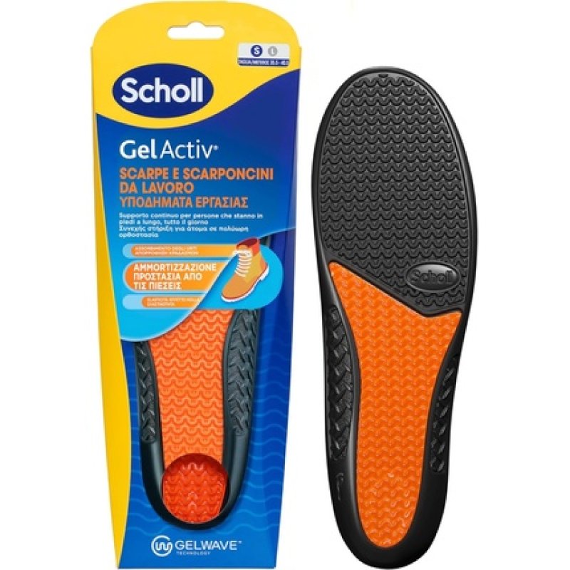 Scholl GelActiv Insoles for Work Shoes and Boots with GelWave Technology Shock Absorbing Continuous Support for People