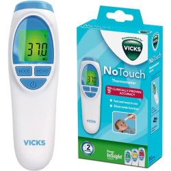 Vicks VNT200EU Thermometer with No Touch Technology Clinically Tested Accuracy Fever InSight Quiet Mode Fast Measurement