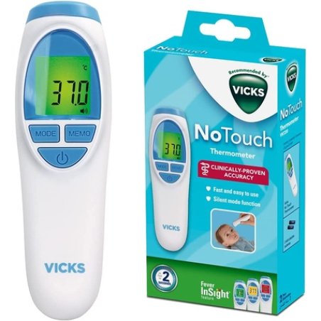 Vicks VNT200EU Thermometer with No Touch Technology Clinically Tested Accuracy Fever InSight Quiet Mode Fast Measurement