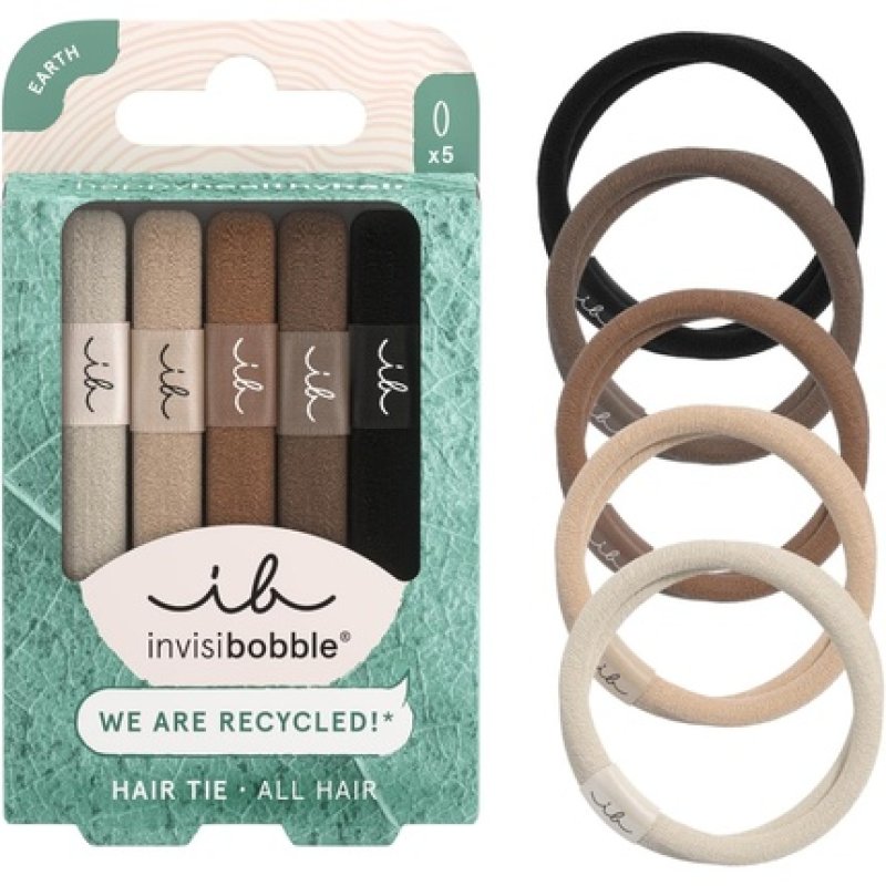 Invisibobble Mocha Brown Elastic Gentle on Hair Anti-Frizz Stylish Hair Accessory 5 Pieces