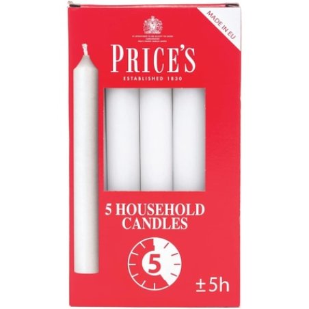 Prices Household Candles, White, X5