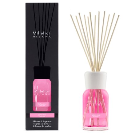 Millefiori Lychee Rose diffuseur aromatique Flacon de parfum Verre, Bois Rose, Blanc, Bois