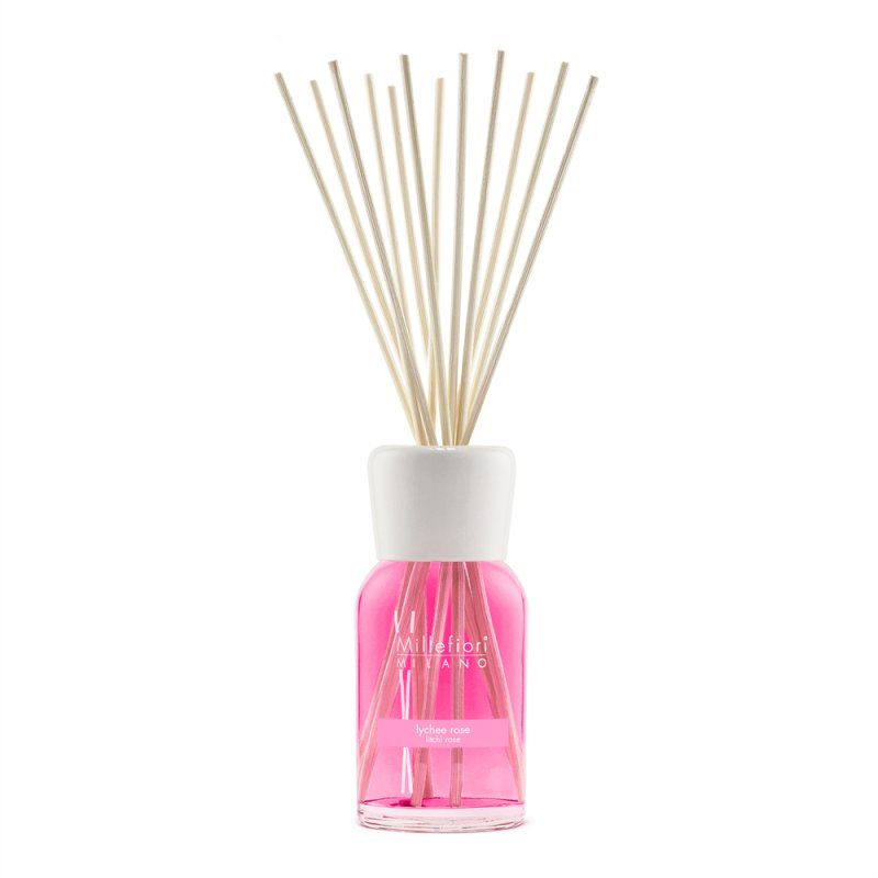 Millefiori Lychee Rose diffuseur aromatique Flacon de parfum Verre, Bois Rose, Blanc, Bois