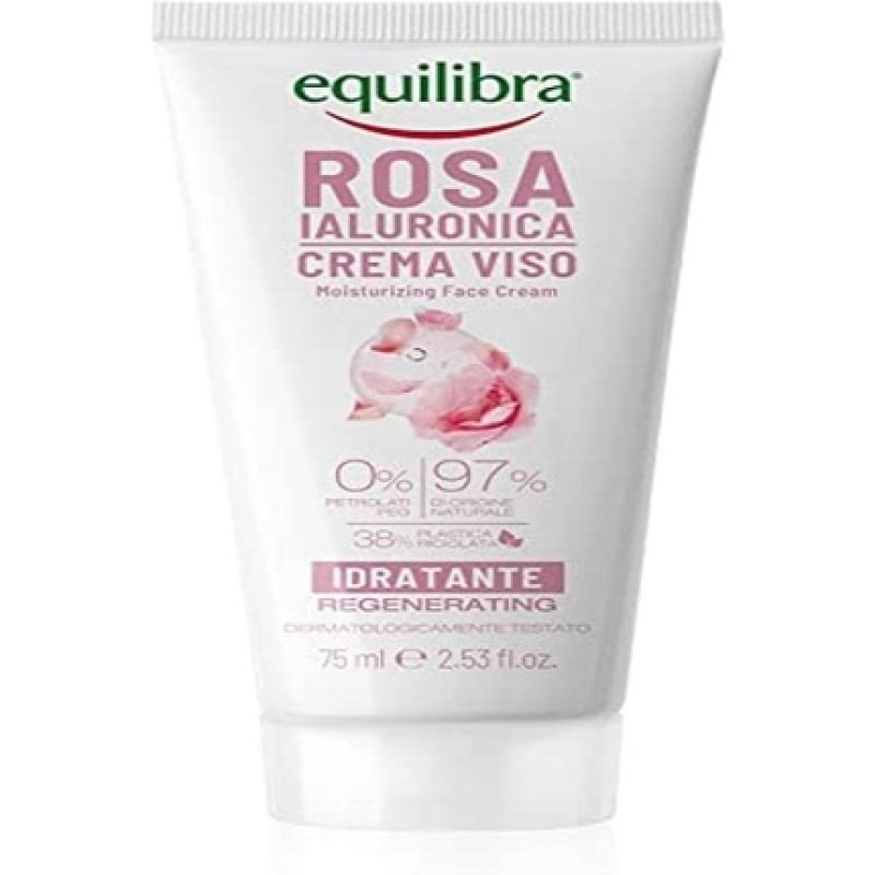 Equilibra Face Hyaluron-Rose Moisturizing Face Cream with Damask Rose and Hyaluronic Acid 75ml