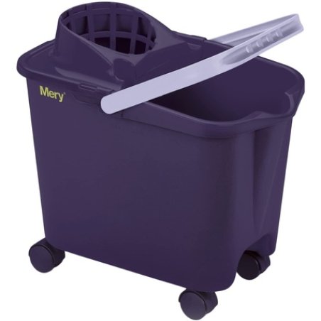 Mery Mop Bucket with Swivel Wheels and Wide Drying Rack Purple 14 Litres
