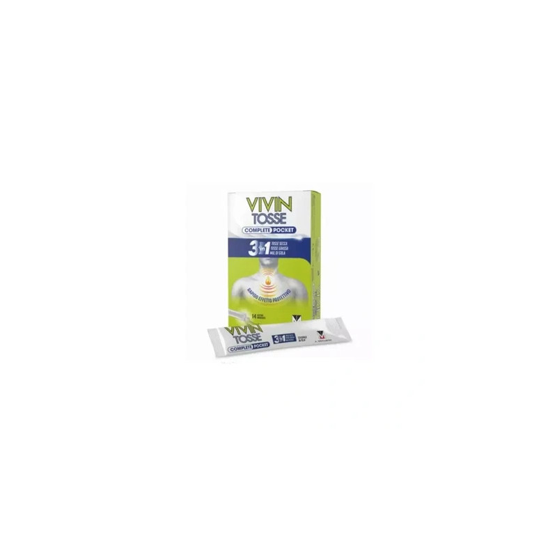 Menarini Otc Vivin Tosse Complete Pocket 3 In 1 Cough Syrup For Dry Cough And Sore Throat - 14 Sticks