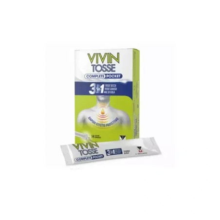 Menarini Otc Vivin Tosse Complete Pocket 3 In 1 Cough Syrup For Dry Cough And Sore Throat - 14 Sticks
