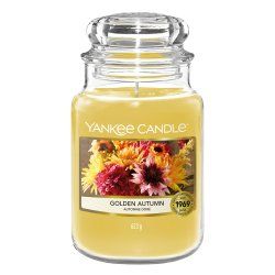 Yankee Candle Golden Autumn Large Jar (Gross/Grande) bougie en cire Cylindre Citron, Gingembre, Musc, Patchouli,
