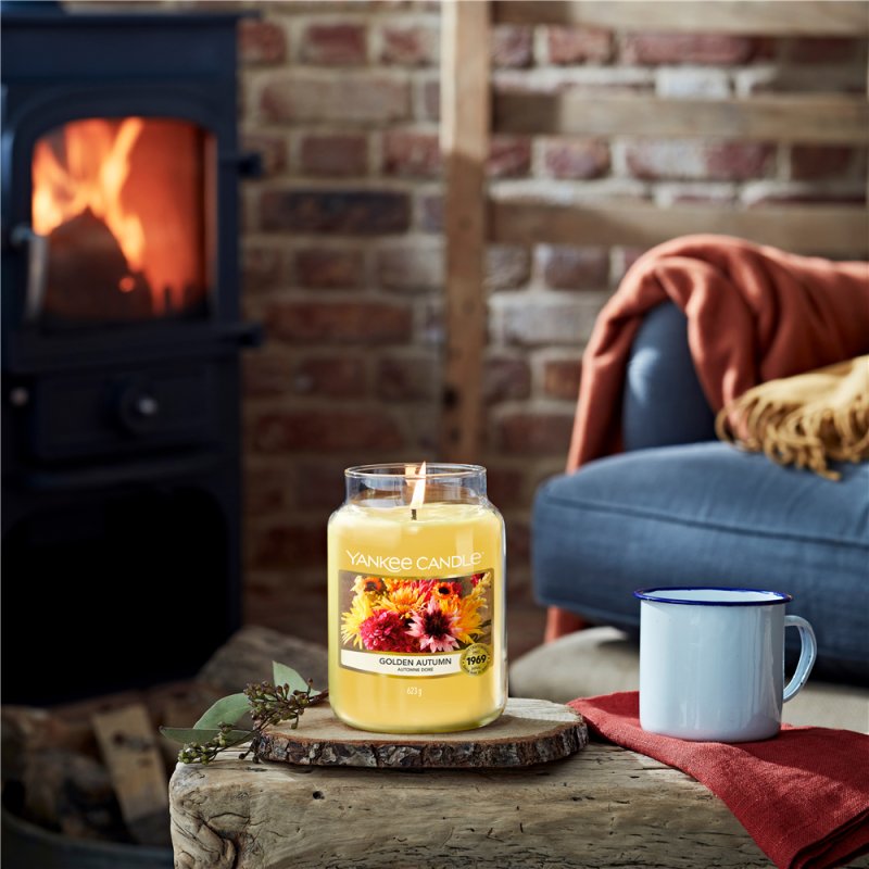 Yankee Candle Scented Candle Golden Autumn Large Jar Candle Burn Time: Up To 150
