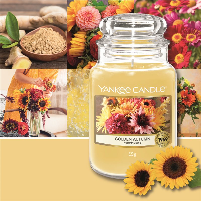 Yankee Candle Scented Candle Golden Autumn Large Jar Candle Burn Time: Up To 150
