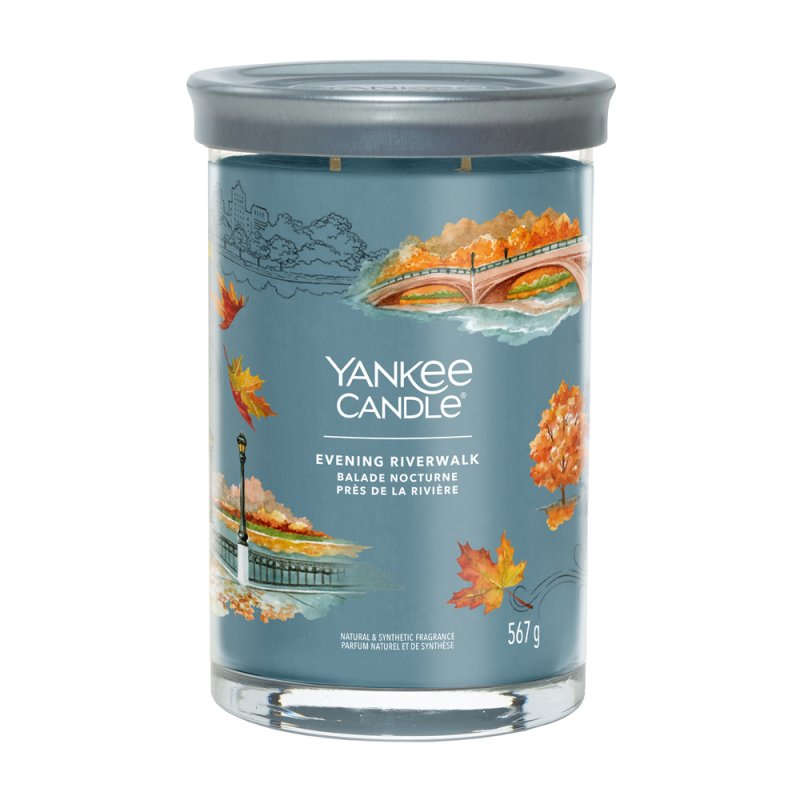 Yankee Candle Evening Riverwalk Signature Large Tumbler wax candle Round Wood Cyan 1 pc(s)