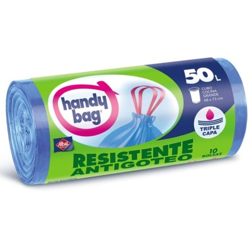Handy Bag Garbage Liners, 50l, Extra Sturdy, Non Drip, 10 Pockets