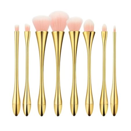 T4B MIMO Set 8 Brushes with Pink Bristles, Gold Handle and Ferrule
